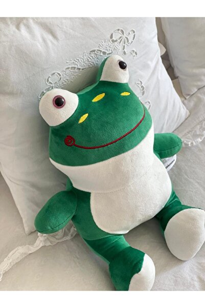 MR.Frenks وسادة قطيفة على شكل ضفدع لطيف للأطفال للعب والنوم باللون الأخضر مقا...
