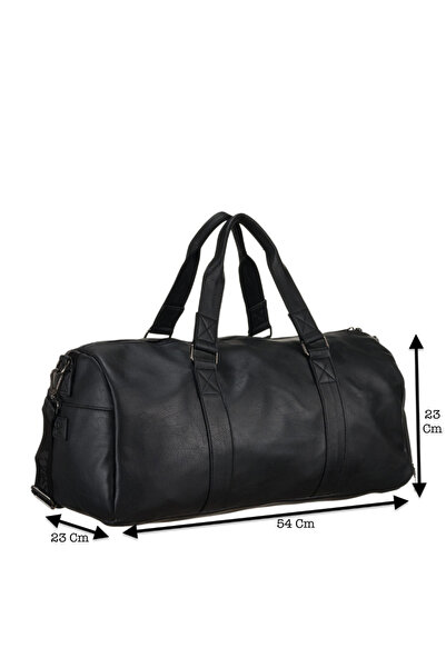Westpolo Unisex Vegan Deri Seyahat, Spor Çantası - Siyah