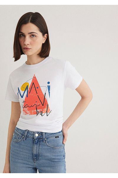 Mavi Tričko White Triangle PrintedIstanbul -RegularFit 168892 -620