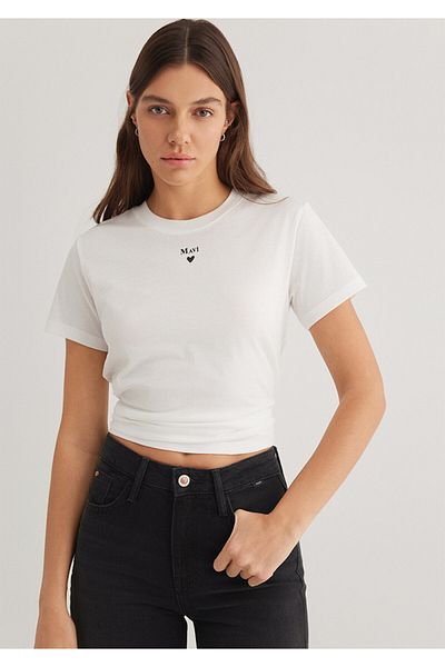 Mavi Weißes T-Shirt mit Logo-Print, reguläre Passform / normaler Schnitt 1601185-33389
