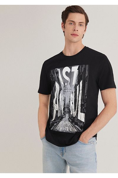 Mavi Γαλάτα εμπριμέ μαύρο T-shirt - Regular Fit067053-900