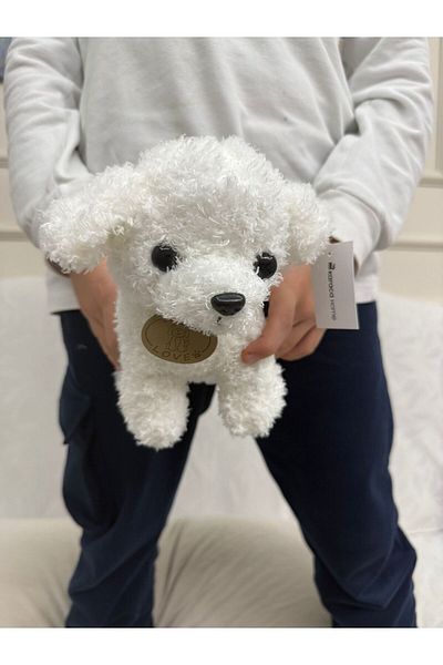 FEN TOYS طقم Poddle مكون من قطعتين باللونين الأبيض والقهوة من القطيفة مقاس 20 سم للنوم واللعب