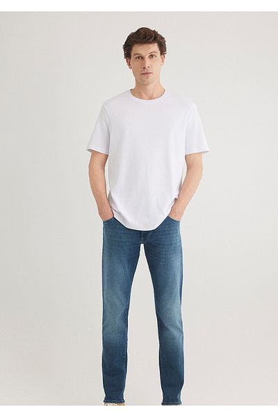 Mavi Weißes Basic T-Shirt Regular Fit / Normal Cut 0611108-620