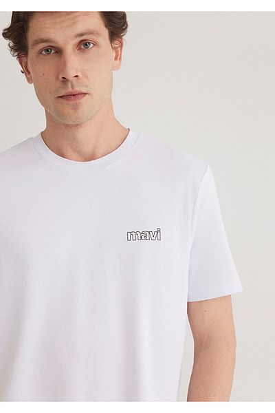 Mavi Τυπωμένο λογότυπο Λευκό T-Shirt Slim Fit / Slim Fit 0610360-620