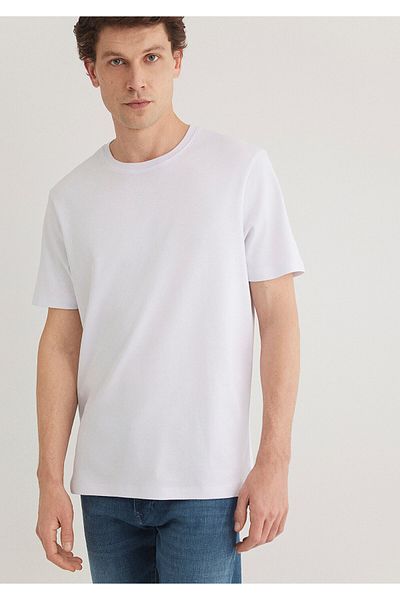Mavi Weißes Basic T-Shirt Regular Fit / Normal Cut 0611108-620