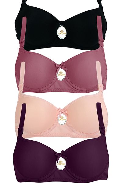 CHC Chocho Women's Underwire Unpadded 4-Piece Bra Set