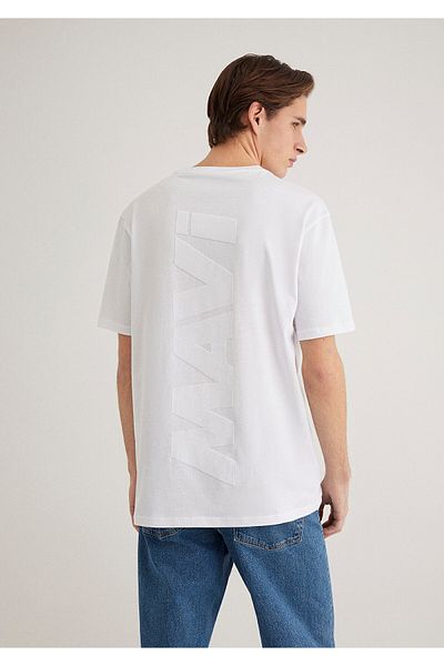 Mavi Weißes, locker geschnittenes T-Shirt mit Logo-Aufdruck -0611313-620