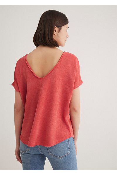 Mavi Texturált rózsaszín póló Oversize / Wide Cut 167311 -71102