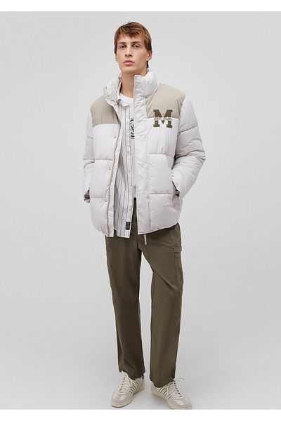 Mavi M Logo Printed Grey Puffer Coat 0110448-83746