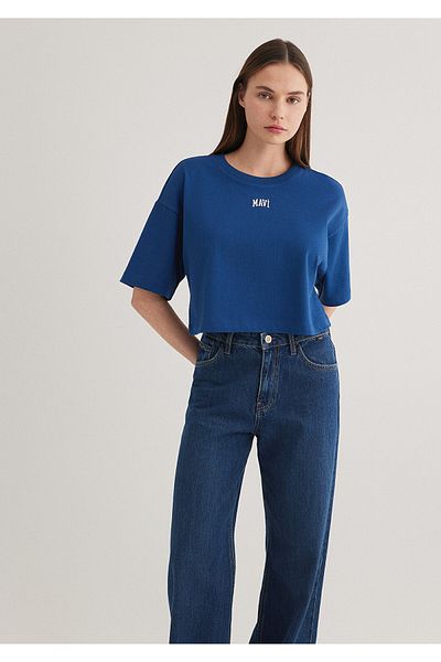 Mavi Tričko s potištěným logem Navy Blue Crop / Krátký střih 1611585 -82625