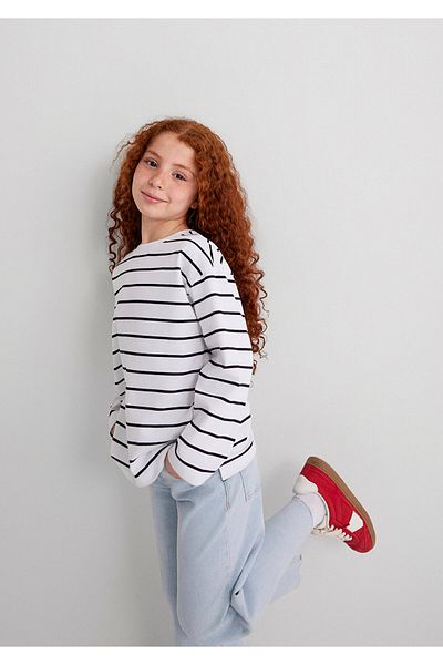Mavi Tricou cu mânecă lungă cu dungi negre 7610223 -83106