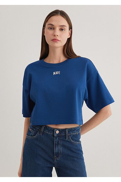 Mavi Tričko s potištěným logem Navy Blue Crop / Krátký střih 1611585 -82625