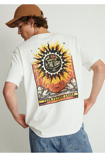 Mavi Back Printed White T-Shirt Loose Fit / Loose Relaxed Cut 0612459 -80194