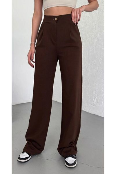 BACK Women's Brown Palazzo Trousers Oversize Cut.