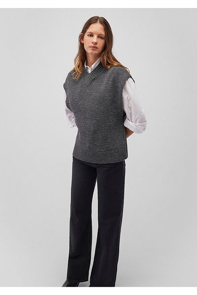 Mavi Gray V-Neck Wool Blended Sweater - Regular Fit 1710573 -83096