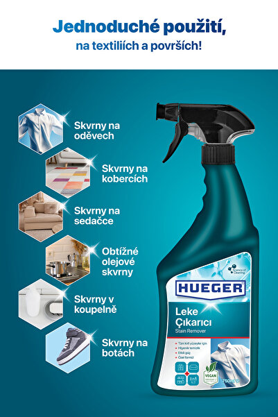 Hueger Veganský odstraňovač skvrn – pěna a rozprašovací hlava, odstraňovač skvrn na tkaniny a povrchy Sada 2 750 ml 750 ml