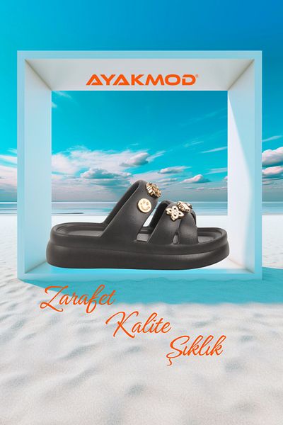 AYAKMOD Black Eva Lightweight Flexible Women's Stone Slippers 510 Z