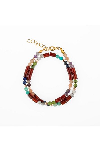 OSMANLI DOĞAL TAŞ Red Agate-Moon Stone-Amethyst-Sun Stone-Jade-Amazonite Natural Stone Bracelet
