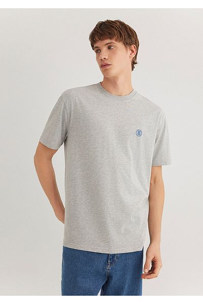 Mavi Λογότυπο Κεντημένο Γκρι Basic T-Shirt Loose Fit / Loose Relaxed Fit 067074 -80196