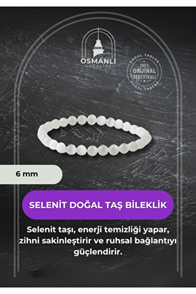 OSMANLI DOĞAL TAŞ Selenit 6mm Doğal Taş Bileklik