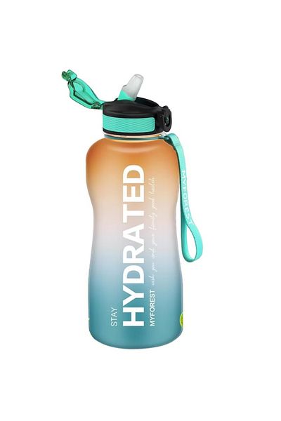 MYFOREST Water Bottle, Silicone, Orange/green, 2.2 L