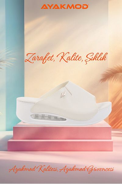 AYAKMOD White Anatomical High Air Sole Women's Slippers 100-962 Z