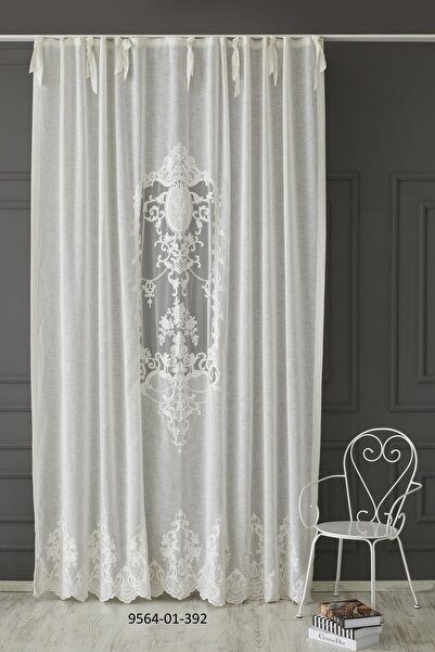 CASA NATURALE Keten Görünümlü Nakışlı Panel Perde 9564-01-339