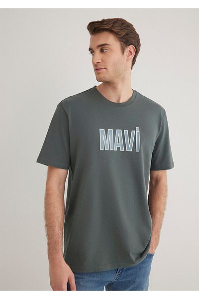 Mavi Πράσινο T-Shirt με τυπωμένο λογότυπο κανονική εφαρμογή / κανονική εφαρμογή 066842 -71598