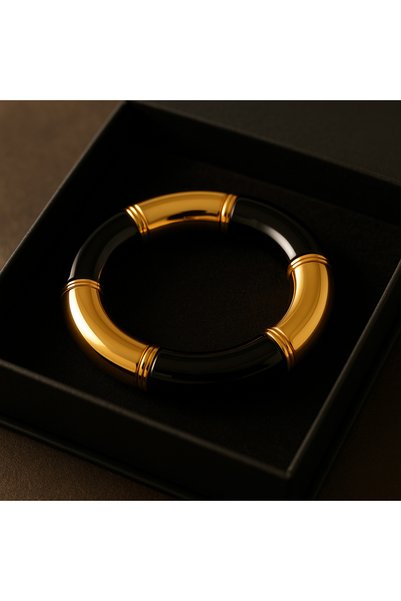 Merand Modern Design Bracelet with Gold Black Segments – Does Not Blacken or Fade