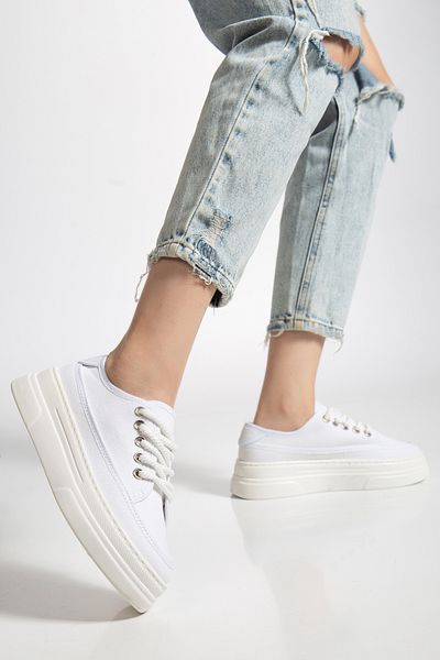 Tonny Black Women's White Poly Sole Linen Rope Lace-Up Sports Shoes