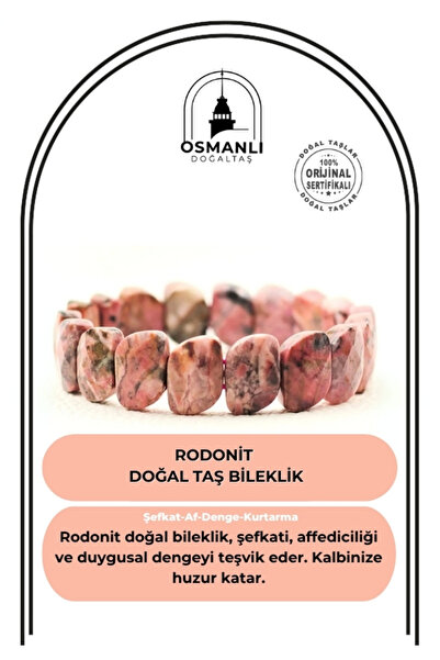 OSMANLI DOĞAL TAŞ Sertifikalı Rodonit Doğal Taş Roleks Bileklik B322