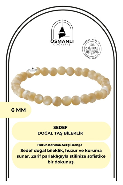 OSMANLI DOĞAL TAŞ Sedef 6mm Doğal Taş Bileklik