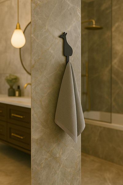 Alper Banyo Giraffe Figured Adhesive Bathroom, Kitchen Hanger - Cute and Practical Wall Hanger for Children's Room