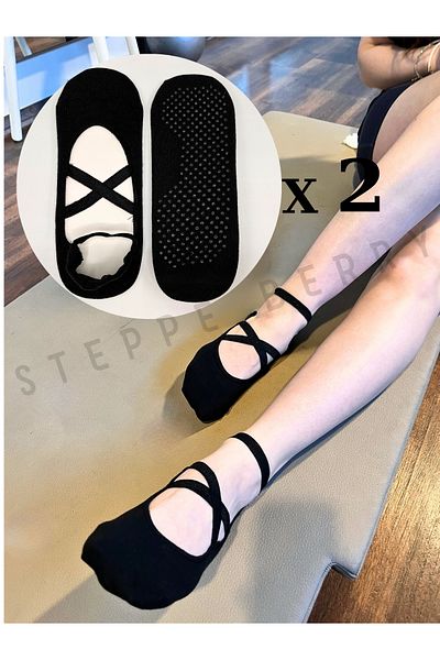 STEPPE BERRY 2 ζευγάρια Premium κάλτσες Pilates και Yoga με σταυρωτά λουράκια
