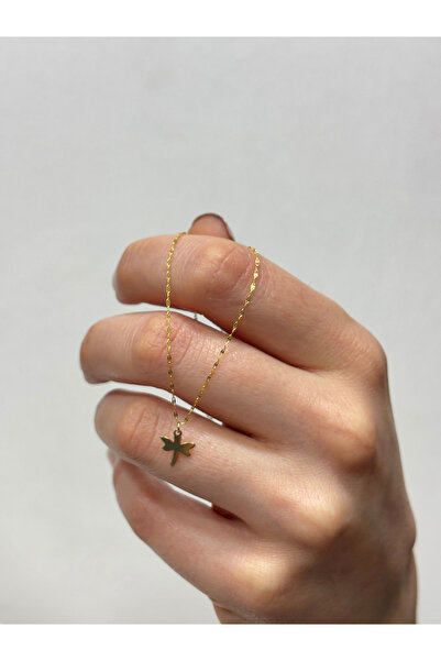 DİAMİNE PIRLANTA 14 Ayar Altın Aynalı Zincir Mini Yusufçuk Kolye