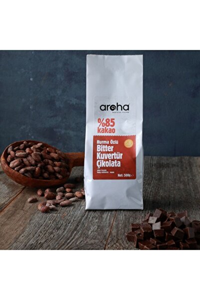 AROHA %85 Kakao Hurma Özlü Bitter Kuvertür Çikolata 500 G