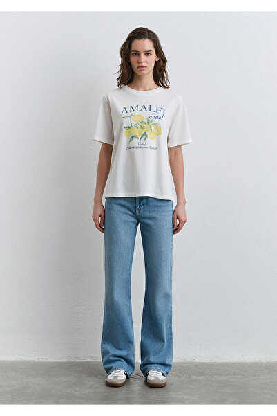 Mavi Λευκό μπλουζάκι με στάμπα Amalfi Regular Fit / Κανονική εφαρμογή 1613054 -70057