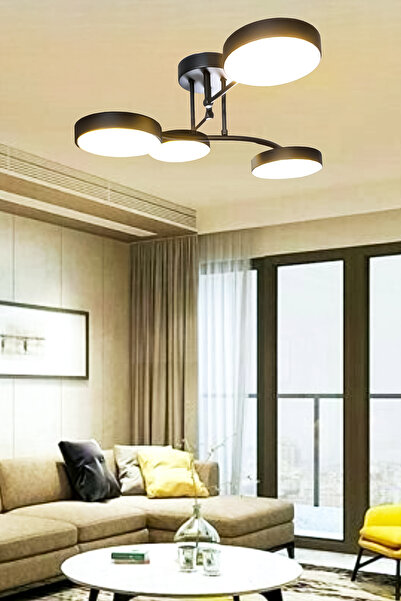 Fer Avize Avize Fors Modern Dekoratif Led 4Lü 3 Renk Işık Enerji Tasarruflu Oturma Odası Mutfak Giyinme Odası