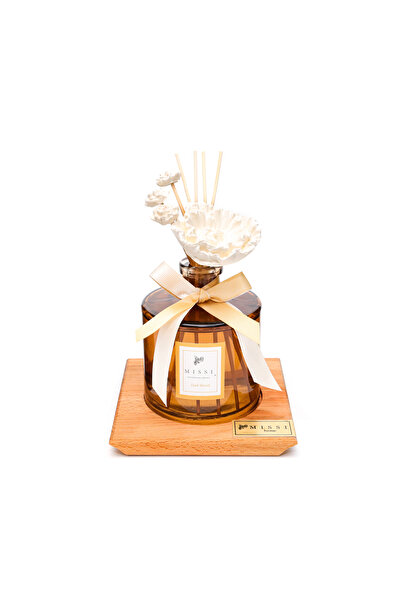 Missi 500 ml Masif Ahşap Kaideli Oval Cam Şişe Dark Wood Oda Kokusu
