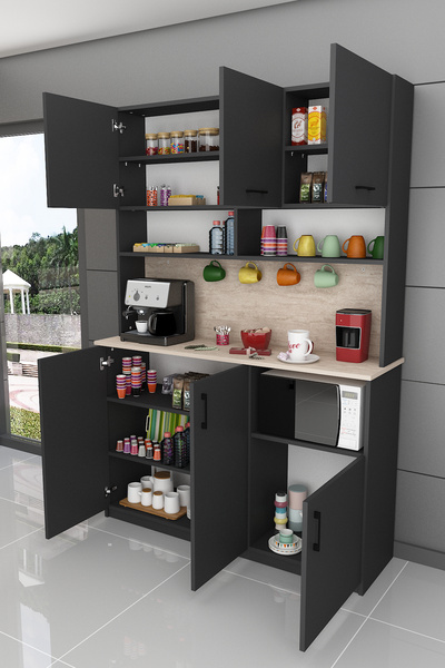 asratrend %100 MDFLAM Kahve Köşesi Çok Amaçlı Mutfak Dolabı KAHVE03