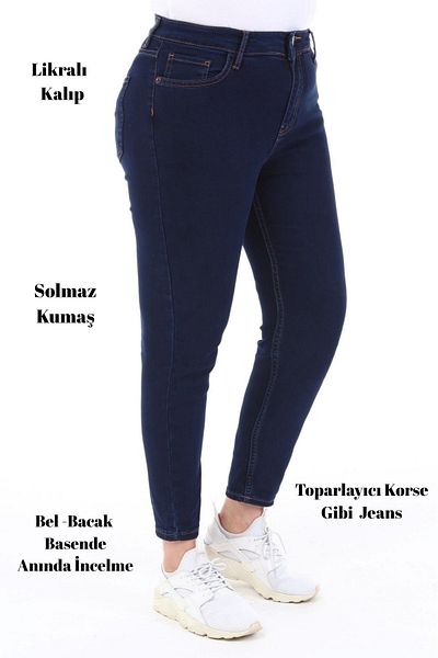 CEDY DENIM Blugi slim Fit, mărime mare, talie înaltă, pantaloni slim stretch, C597-parlament-albastru