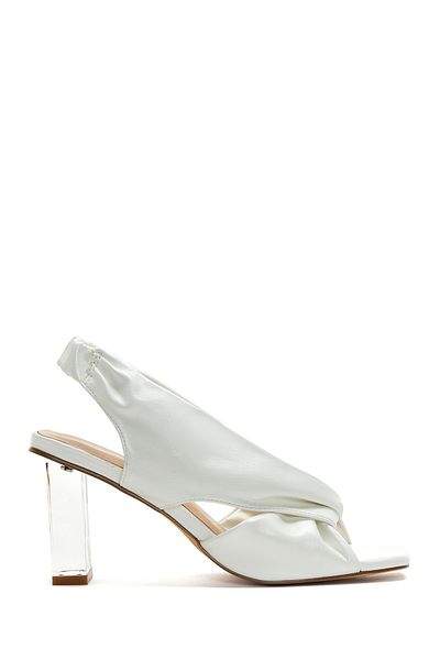 Derimod Women's White Transparent Thick Heeled Shoes Sandals 25Sfd440818