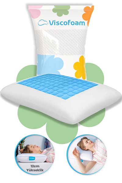 Viscofoam Άνετο Ορθοπεδικό Μαξιλάρι Χωρίς Ιδρώτα Δροσιστικό Μαξιλάρι Ζελέ Visco 55x35x12cm