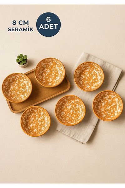 HOMİNG Homing Handmade Set of 6 Colorful Tile Pattern Snack Bowl Sauce Bowl and Jam Bowl