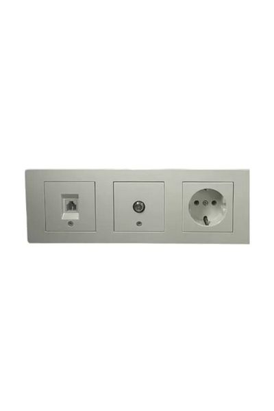 Tenda Ovivo Grano White Grounded Socket, Numeris Telephone, Satellite Television Socket 3 Pack / Set