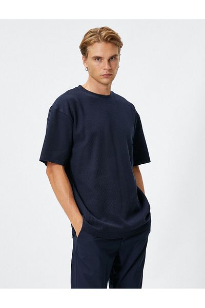Koton Κοντό μανίκι Basic T-Shirt Crew Neck με υφή