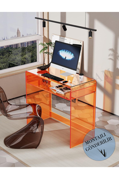 TUVA REKLAM Şeffaf Akrilik Pleksi Yeni Nesil Çalışma Masası Sehpa Dresuar Konsol Ev Ofis (Çoklu Renk Seçenekli)