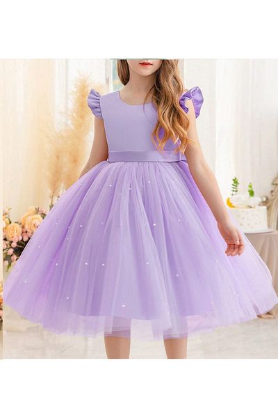 nsmkidslife Girl's Coffee Color Pearl Dress Graduation Birthday Special Occasion Evening Dress