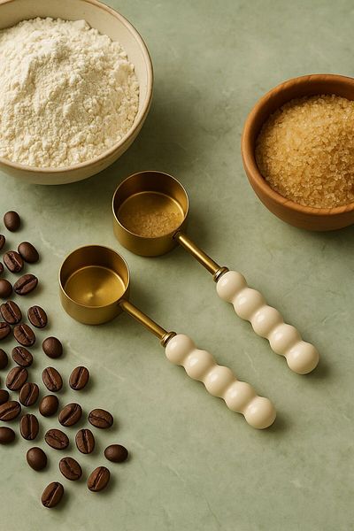 Qerhome Set of 2 Porcelain Pearlescent White Handle Measuring Spoon Gold Small Size 5 ml