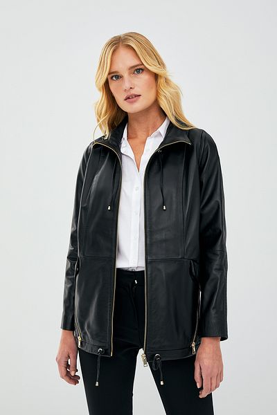 Derimod Nancy Women's Black Oversize Leather Jacket
